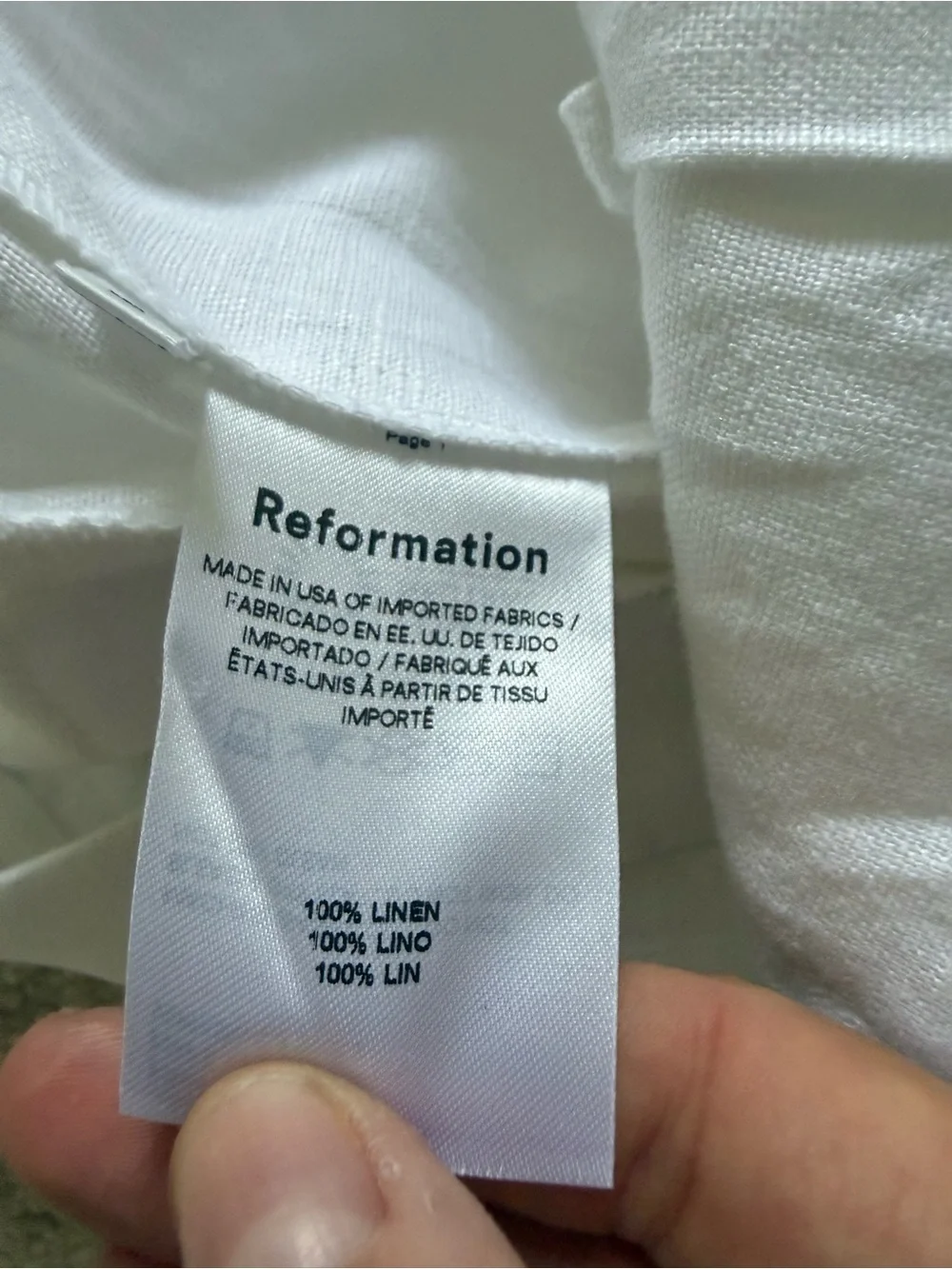 Reformation Pants Vesta Trouser in White Linen